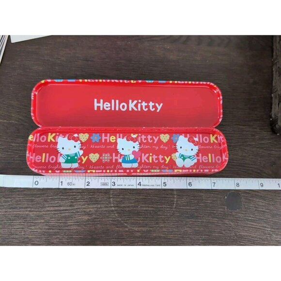 Vtg Sanrio Hello Kitty Pencil Case Tin Box Red Pen Case Metal 1994 JAPAN Rare - Picture 6 of 9